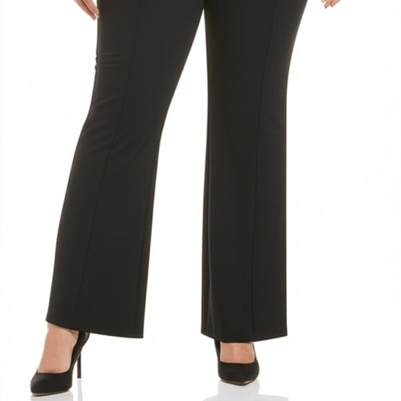 ELOQUII Women's Black Pants The Ultimate Stretch Pintuck Flare Wide Leg Size 18 - Picture 1 of 10